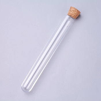 Transparent Plastic Bead Containers, with Wood Cap, Tube, Clear, 15.8cm, Capacity: about 30ml