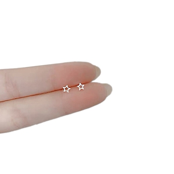 Alloy Earrings for Women, with 925 Sterling Silver Pin, Star, 10mm