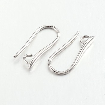 Brass Earring Hooks for Earring Designs, with Horizontal Loop, Lead Free & Cadmium Free, Platinum, 20.5x8.5x2.5mm, Hole: 2mm, 18 Gauge, Pin: 1mm