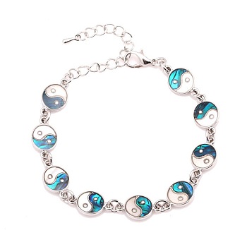 Yin-yang Natural Abalone Shell/Paua Shell Link Bracelets for Women