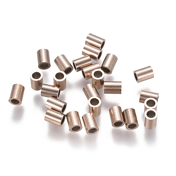 Ion Plating(IP) 304 Stainless Steel Tube Beads, Rose Gold, 4x3mm, Hole: 2mm