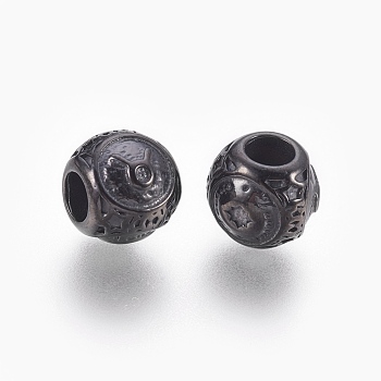 316 Surgical Stainless Steel European Beads, Large Hole Beads, Rondelle, Taurus, Gunmetal, 10x9mm, Hole: 4mm