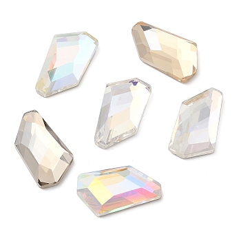 K5 Glass Rhinestone Cabochons, Flat Back & Back Plated, Faceted, Irregular Rhombus, Mixed Color, 22.5x13x5.5mm