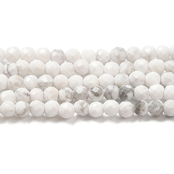 Natural Howlite Beads Strands, Round, Faceted, Grade AA, 2mm, Hole: 0.5mm, about 209pcs/strand, 15.59''(39.6cm)