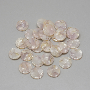 Cellulose Acetate(Resin) Pendants, Flat Round, Lilac, 9.5~10x9.5~10x2.5mm, Hole: 1.5mm