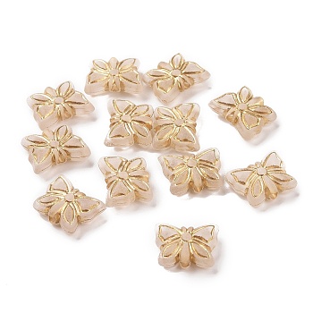 Plating Acrylic Beads, Golden Metal Enlaced, Frosted, Butterfly, Moccasin, 11.5x14.5x5mm, Hole: 1.8mm, about 940pcs/500g