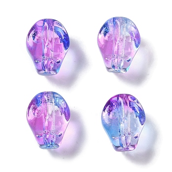 Baking Paint Glass Beads, Skull, Blue Violet, 10x8x7.5mm, Hole: 1mm