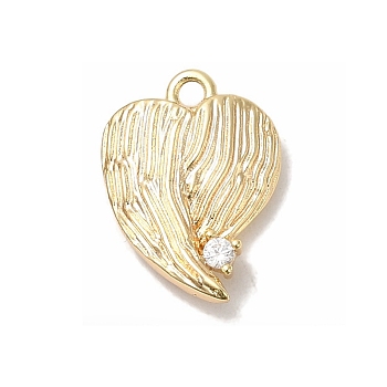 Brass Micro Pave Cubic Zirconia Pendants, Heart, Golden, 16x12x3.5mm, Hole: 1.5mm