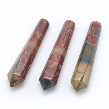 Natural Polychrome Jasper/Picasso Stone/Picasso Jasper Pointed Beads, Healing Stones, Reiki Energy Balancing Meditation Therapy Wand, Bullet, Undrilled/No Hole Beads, 50.5x10x10mm