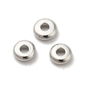 Brass Spacer Beads, Disc, Real Platinum Plated, 4x1.3mm, Hole: 1.3mm