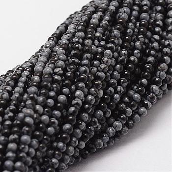 Natural Snowflake Obsidian Beads Strands, Round, 2mm, Hole: 0.5mm, about 190pcs/strand