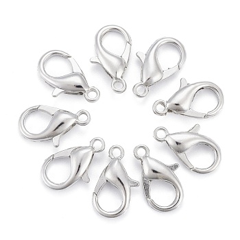 Zinc Alloy Lobster Claw Clasps, Parrot Trigger Clasps, Cadmium Free & Nickel Free & Lead Free, Platinum, 16x8mm, Hole: 2mm