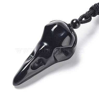 Natural Mixed Stone Plague Doctor Pendant Necklace with Nylon Rope(NJEW-H009-01)-4