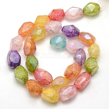 Electroplate AB Color Plated Synthetic Crackle Quartz Nuggets Beads Strands(G-L151-02B)-3