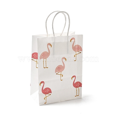 Flamingo Printed Kraft Paper Tote Bags(ABAG-B006-01)-2