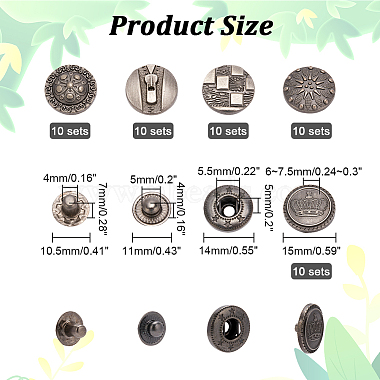 50 Sets 5 Style Brass Snap Button(FIND-NB0004-06)-2