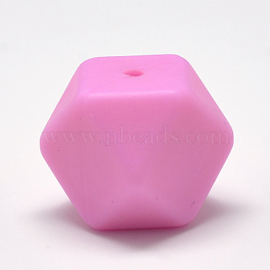 17mm HotPink Cube Silicone Beads