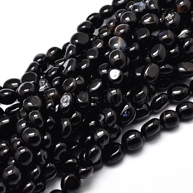 6mm Nuggets Black Agate Beads