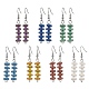 7 Pairs 7 Colors Natural Dyed Lava Rock Disc Beaded Dangle Earrings(EJEW-JE05618)-1