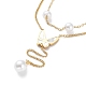 201 cadenas de acero inoxidable collares de doble capa con cuentas de perlas de imitación de abs(NJEW-D055-13G)-4