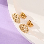 304 Stainless Steel Stud Earrings, Golden, Flower, 9.5x7.5mm(EJEW-I311-03B-G)