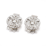 Brass Box Clasps, Multi-Strand Clasps, Cadmium Free & Lead Free, 4-Strands, 8 Holes, Long-Lasting Plated, Flower, Platinum, 29x23x6mm, Hole: 1.2mm(KK-L053-03P)