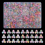 1200Pcs 24 Style Transparent Acrylic Enamel Beads, Flat Round with Mixed Pattern, Mixed Color, 7x3.5~4mm, Hole: 1.2mm(MACR-YW0001-66)