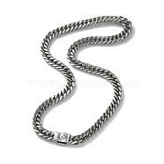 304 Stainless Steel Cuban Link Chain Necklaces, Stainless Steel Color, 23.94 inch(60.8cm)(NJEW-P288-25P)