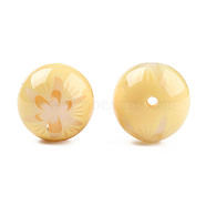 Flower Opaque Resin Beads, Round, Lemon Chiffon, 20x19mm, Hole: 2mm(RESI-T054-001A)