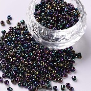 8/0 Glass Seed Beads, Iris Round, Colorful, 3mm, Hole: 1mm, about 10000pcs/pound(SEED-A009-3mm-603)