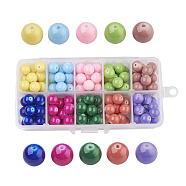 10 Colors Painted Glass Beads, Baking Paint, Round, Mixed Color, 10mm, Hole: 1.3~1.6mm, about 14~17pcs/compartment, 140~170pcs/box, Packaging Box: 13.5x7x3cm(DGLA-JP0001-13-10mm)