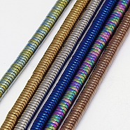 Electroplate Non-magnetic Synthetic Hematite Beads Strands, Heishi Beads, Flat Round/Disc, Grade AAAA, Mixed Color, 4x1mm, Hole: 1mm, about 350~357pcpcs/strand, 15.5 inch(G-J164A-4mm-M)