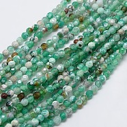 Natural Fire Crackle Agate Beads Strands, Dyed, Faceted, Round, Medium Sea Green, 4mm, Hole: 1mm, about 95pcs/strand, 14.96 inch(G-L084-4mm-11)