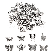 16Pcs 8 Style Tibetan Style Alloy Pendants, Butterfly, Antique Silver, 2pcs/style(TIBEP-YW0001-35)