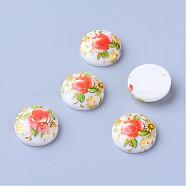 Printed Resin Cabochons, Half Round, White, 12x4mm(CRES-T002-12mm-08)