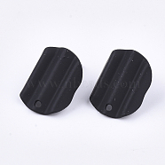 Spray Painted Iron Stud Earring Findings, with Steel Pins and Hole, Black, 17x13mm, Hole: 1.2mm, pin: 0.7mm(X-IFIN-S703-11A)