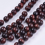 Natural Red Tiger Eye Stone Bead Strands, Dyed, Round, 8mm, Hole: 1mm, about 48pcs/strand, 14.9 inch(G-R193-08-8mm)