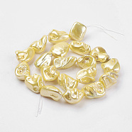 Shell Pearl Beads Strands, Nuggets, Yellow, 9~28x8~27x7~20mm, Hole: 1mm, about 17~23pcs/strand, 15.7 inch(39.8cm)(BSHE-K010-08E)