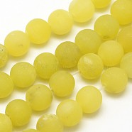 Natural Lemon Jade Round Beads Strands, Frosted, Round, 6mm, Hole: 0.8mm, about 60pcs/strand, 14.1 inch(X-G-D677-6mm)