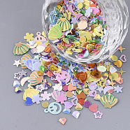 Ornament Accessories, PVC Plastic Paillette/Sequins Beads, Mixed Shapes, Mixed Color, 2.5~8x2~8x0.4~0.7mm, Hole: 0.9mm(PVC-T005-074)
