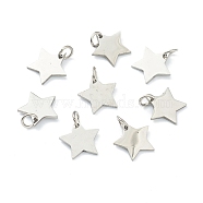(Defective Closeout Sale: Scratches)304 Stainless Steel Charms, Star, Stainless Steel Color, 12x12x1mm, Ring: 5x0.8mm, 3.5mm Inner Diameter(STAS-XCP0001-34)