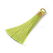 Polyester Tassel Pendants, Green Yellow, 80~83x7~8mm, Hole: 5~7mm(FIND-I009-D09)