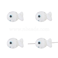 Handmade Lampwork Beads, Fish, White, 20x12mm, Hole: 2mm, about 1pc/bag(ANIM-PW0001-086A)