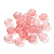 Watermelon Stone Glass European Beads, Large Hole Beads, Rondelle, 10x4.5~5mm, Hole: 4~4.3mm(G-R488-02I)