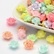 AB Color Plated Opaque Acrylic Flower Beads, Mixed Color, 13x8mm, Hole: 2mm(X-SACR-Q106-20)