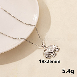 Animal Stainless Steel Elephant Pendant Necklace for Women, Trendy Lock Chain Jewelry(QG3482-9)