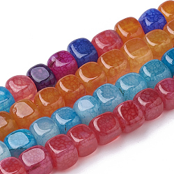 Natural Agate Beads Strands, Dyed, Cube, Mixed Color, 7.5~8x7~7.5x7~7.5mm, Hole: 1mm, about 50pcs/strand, 14.5 inch(G-S287-M)