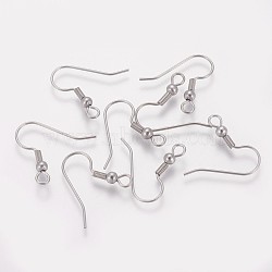 316 Surgical Stainless Steel Earring Hooks, with Horizontal Loop, Stainless Steel Color, 20x21x3mm, Hole: 2mm, Pin:0.7mm(X-STAS-I090-03P)