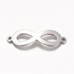 201 Stainless Steel Links connectors,  Infinity, Stainless Steel Color, 28.5x9.5x1mm, Hole: 1.5mm(STAS-S059-06B)
