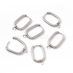 201 Stainless Steel Hoop Earring Findings, with 316 Stainless Steel Pin and 304 Stainless Steel Horizontal Loops, Oval, Stainless Steel Color, 26x15.5x2.5mm, Hole: 2.5mm, Pin: 1mm(STAS-H166-03P)